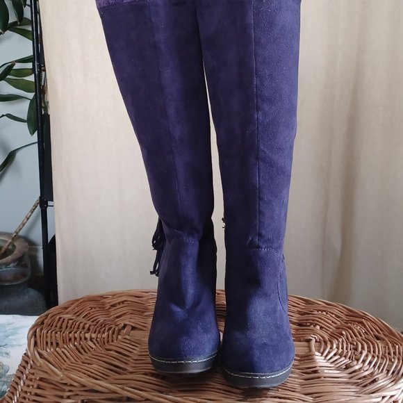 Purple Knee-high faux suede purple high heel boots size 6.5 - Picture 2 of 6